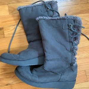Gray Fur Boots